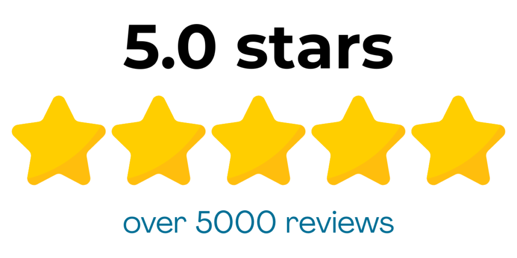 5.0 stars, over 5000 reviews
